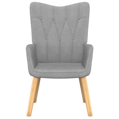 Релакс стол с табуретка, светлосив, текстил