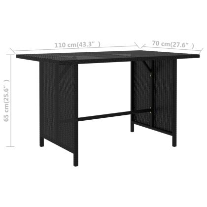 Градински комплект с възглавници, 10 части, черен полиратан