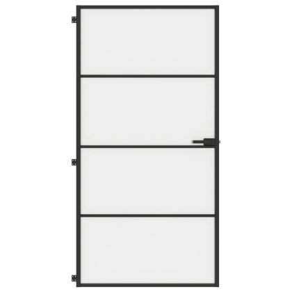 Интериорна врата черна 102,5x201,5 см закалено стъкло/алуминий