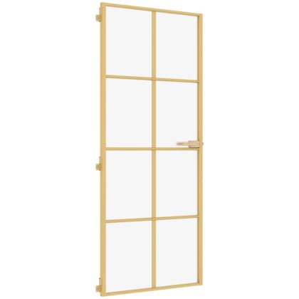 Интериорна врата златиста 83x201,5 см закалено стъкло, алуминий