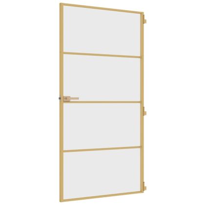 Интериорна врата злато 102,5x201,5 см закалено стъкло алуминий