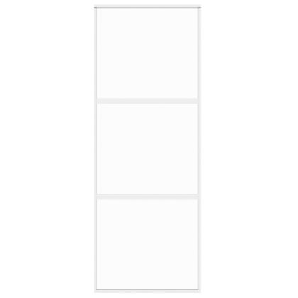 Плъзгаща се врата, бяла, 76x205 см, закалено стъкло и алуминий