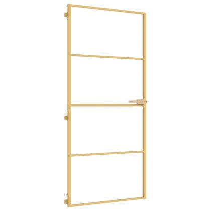 Интериорна врата златиста 93x201,5 см закалено стъкло алуминий