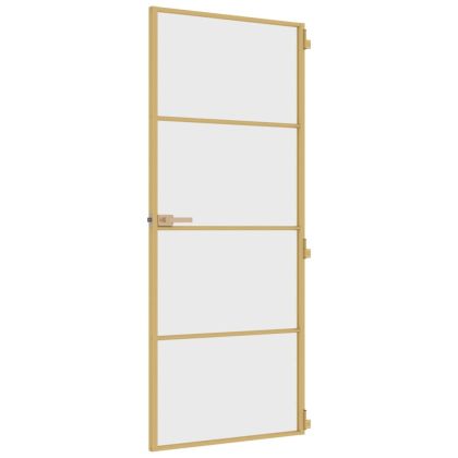 Интериорна врата златиста 83x201,5 см закалено стъкло, алуминий