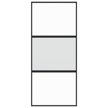 Плъзгаща се врата, черна, 90x205 см, закалено стъкло и алуминий