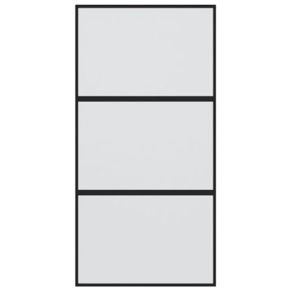 Плъзгаща се врата черна 102,5x205 см закалено стъкло и алуминий