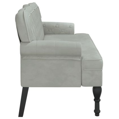 Пейка с облегалка, светло сива, 119,5x64,5x75 см, кадифе