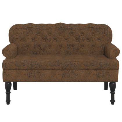 Пейка с облегалка, кафява, 119,5x64,5x75 см, изкуствен велур