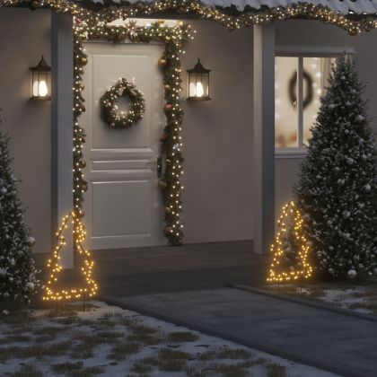Коледна светеща украса елха с шипове, 80 LED, 60 см