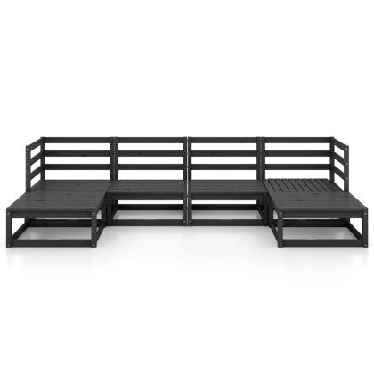 Градински лаундж комплект от 6 части, борово дърво масив