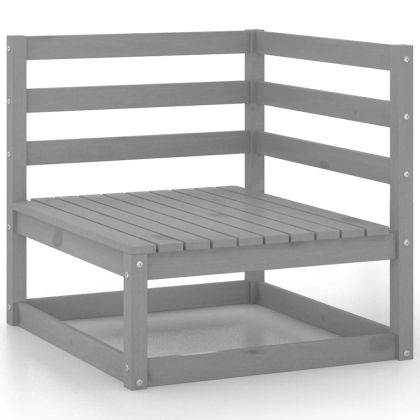 Градински лаундж комплект, 8 части, сив, бор масив