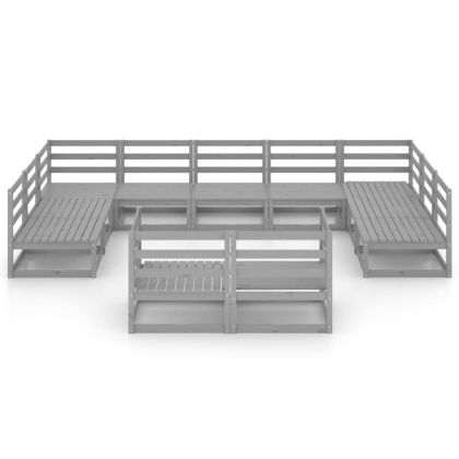 Градински лаундж комплект от 11 части, борово дърво масив