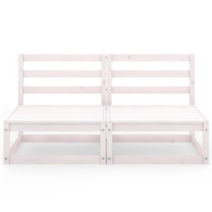 Градински 2-местен диван, бял, бор масив