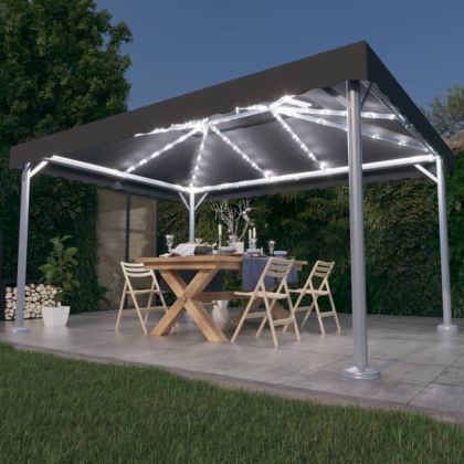 Шатра с LED светещи стрингове, 400x300 см, антрацит, алуминий