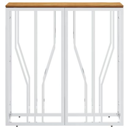 Конзолна маса, сребриста, неръждаема стомана и дърво масив