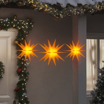 Коледни лампи с LED, 3 бр, сгъваеми, жълти