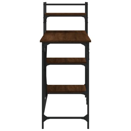 Компютърно бюро с рафтове кафяв дъб 120x47x109 см