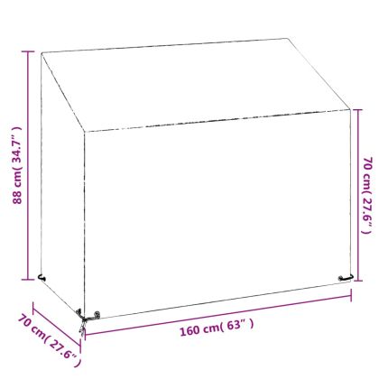 Калъф за градинска пейка 8 отвора 160x70x70/88 см полиетилен