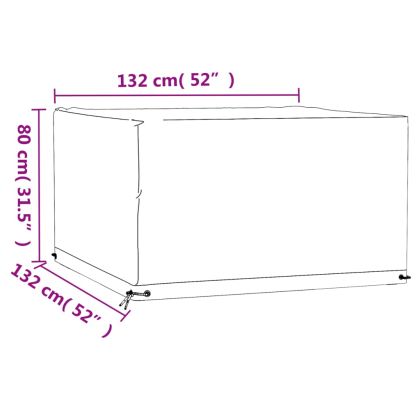 Покривало за градински мебели 8 капси 132x132x80 см квадратно