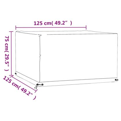 Покривало за градински мебели 8 капси 125x125x75 см квадратно