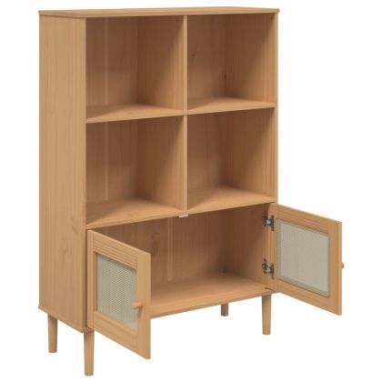 Библиотека SENJA ратанова визия кафява 90x35x130 см бор масив
