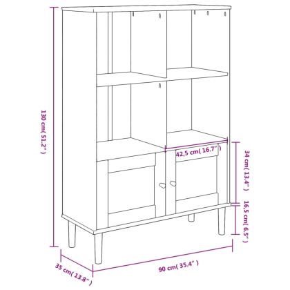 Библиотека SENJA ратанова визия кафява 90x35x130 см бор масив