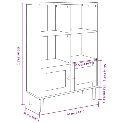 Библиотека SENJA ратанова визия бяла 90x35x130 см бор масив
