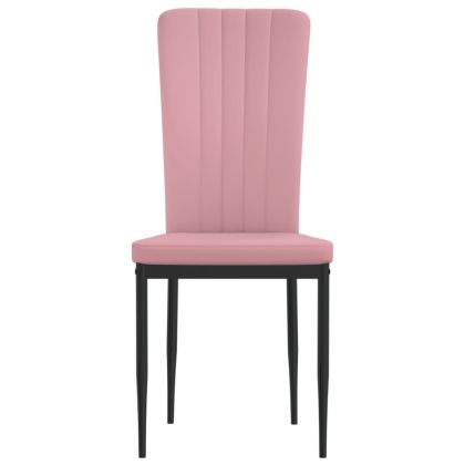 Трапезни столове, 4 бр, розови, кадифе
