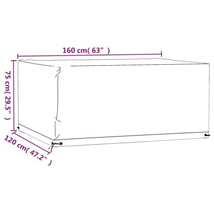 Калъф за градинска мебел 2 бр 8 капси 160x120x75 см правоъгълни