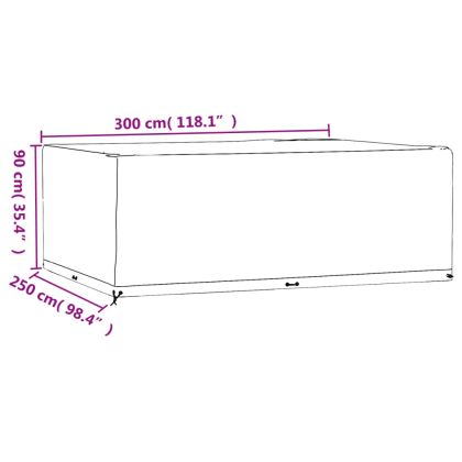 Калъф за градинска мебел 2 бр 16 капси 300x250x90см правоъгълни