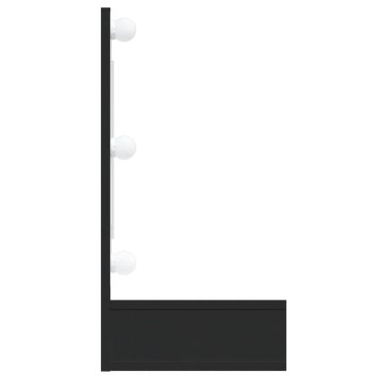 Огледален шкаф с LED, черен, 90x31,5x62 см