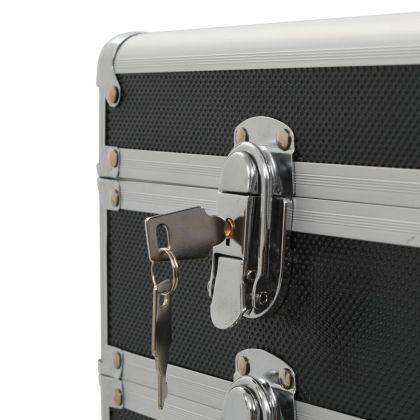 Куфар за грим на колелца, алуминий, черен