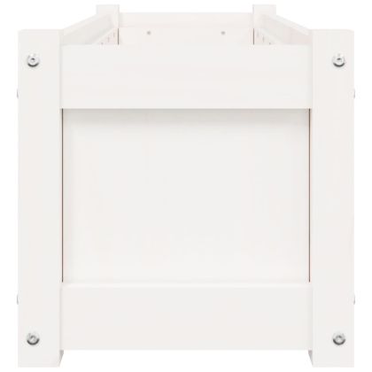 Градински сандък, бял, 90x31x31 см, бор масив