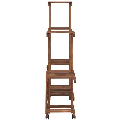 Поставка за цветя с колелца, 95x25x101 см, масивна ела