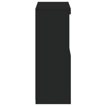 Страничен шкаф с LED осветление, черен, инженерно дърво