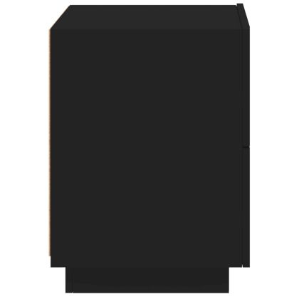 Нощно шкафче с LED осветление, черно, инженерно дърво