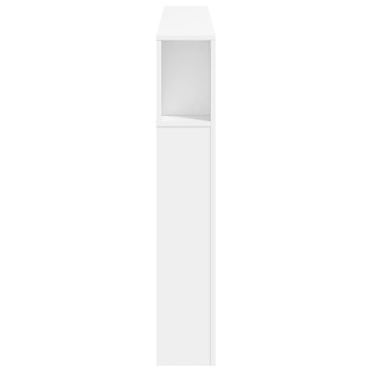 LED горна табла за легло бяла 160x18,5x103,5 см инженерно дърво