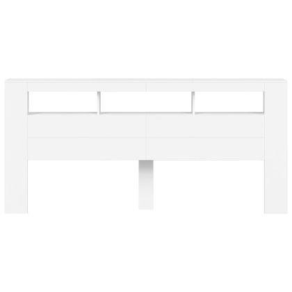 LED горна табла, бяла, 220x18,5x103,5 см, инженерно дърво