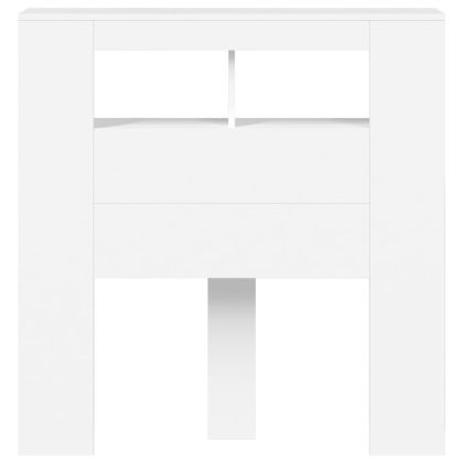 LED горна табла за легло бяла 100x18,5x103,5 см инженерно дърво