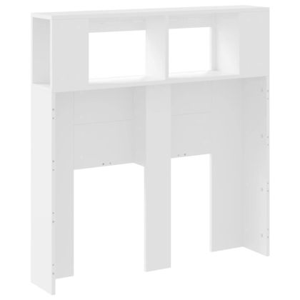 LED горна табла за легло бяла 100x18,5x103,5 см инженерно дърво