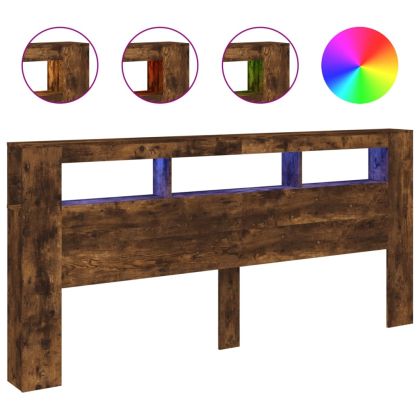 LED горна табла, опушен дъб, 220x18,5x103,5 см, инженерно дърво