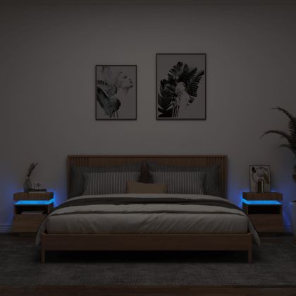 Нощни шкафчета с LED осветление, 2 бр, сонома дъб, 40x39x48,5см