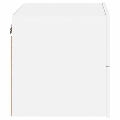 Нощни шкафчета за стена с LED осветление, 2 бр, бели