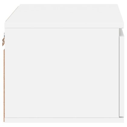 Нощни шкафчета за стена с LED осветление, 2 бр, бели