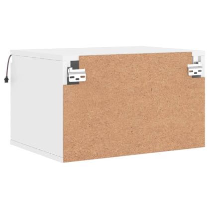 Нощни шкафчета за стена с LED осветление, 2 бр, бели