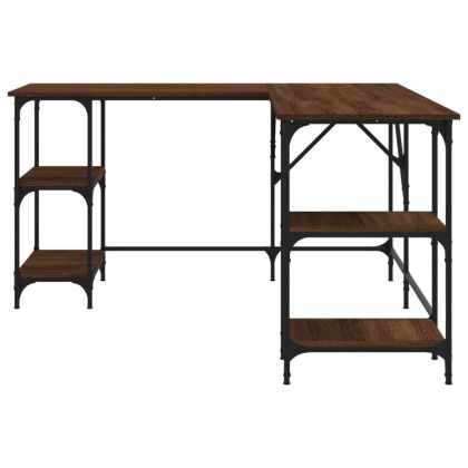 Бюро, кафяв дъб, 139x139x75 см, инженерно дърво