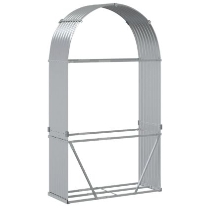 Поставка за дърва, сребрист, 120x45x210 см, поцинкована стомана