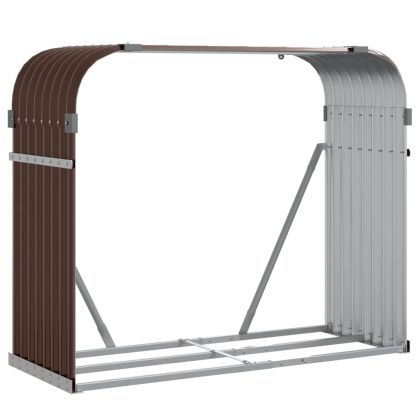Поставка за дърва, кафяв, 120x45x100 см, поцинкована стомана