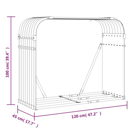 Поставка за дърва, кафяв, 120x45x100 см, поцинкована стомана