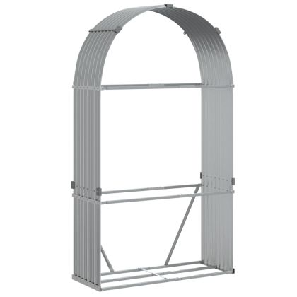 Поставка за дърва, светлосив, 120x45x210см, поцинкована стомана